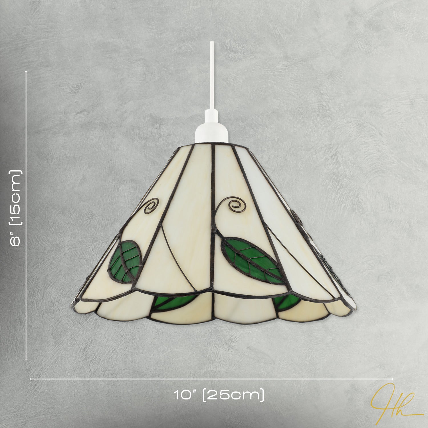 Chic Floral Tiffany Glass Pendant Light Shade with Ornate Green Leaves Image 7