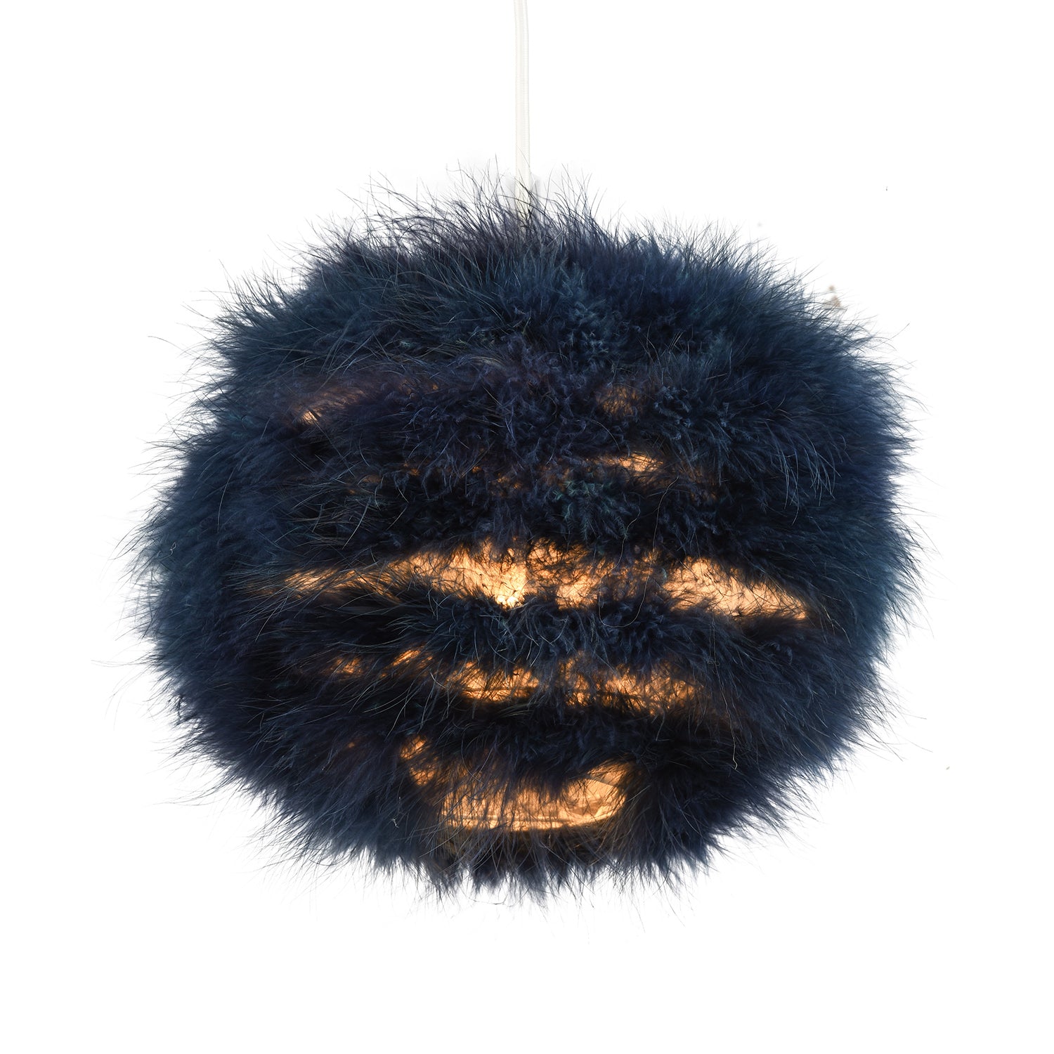 Modern and Distinctive Small Real Navy Blue Feather Decorated Pendant Lamp Shade Image 2