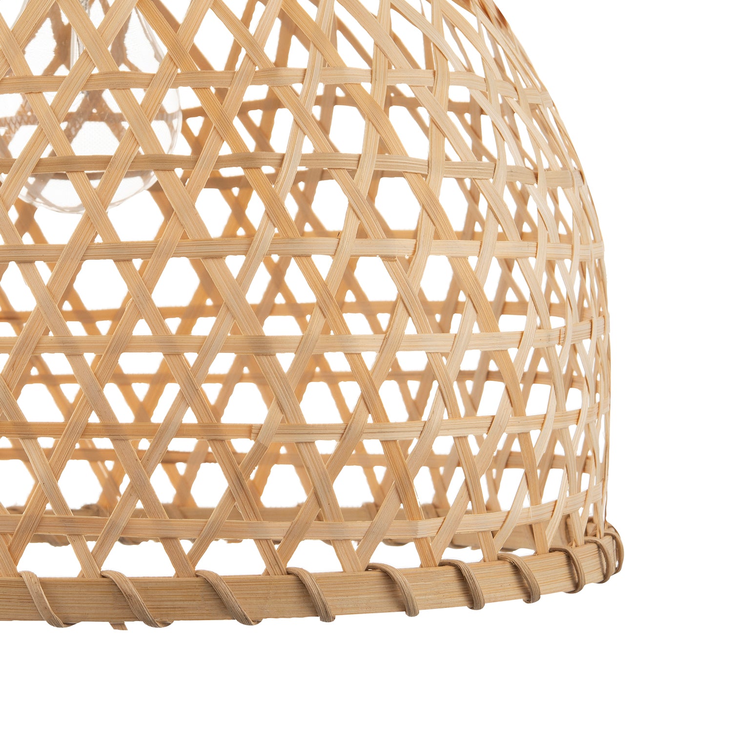 Hand Strapped Natural Bamboo Pendant Lighting Shade with Bell Shape Image 4