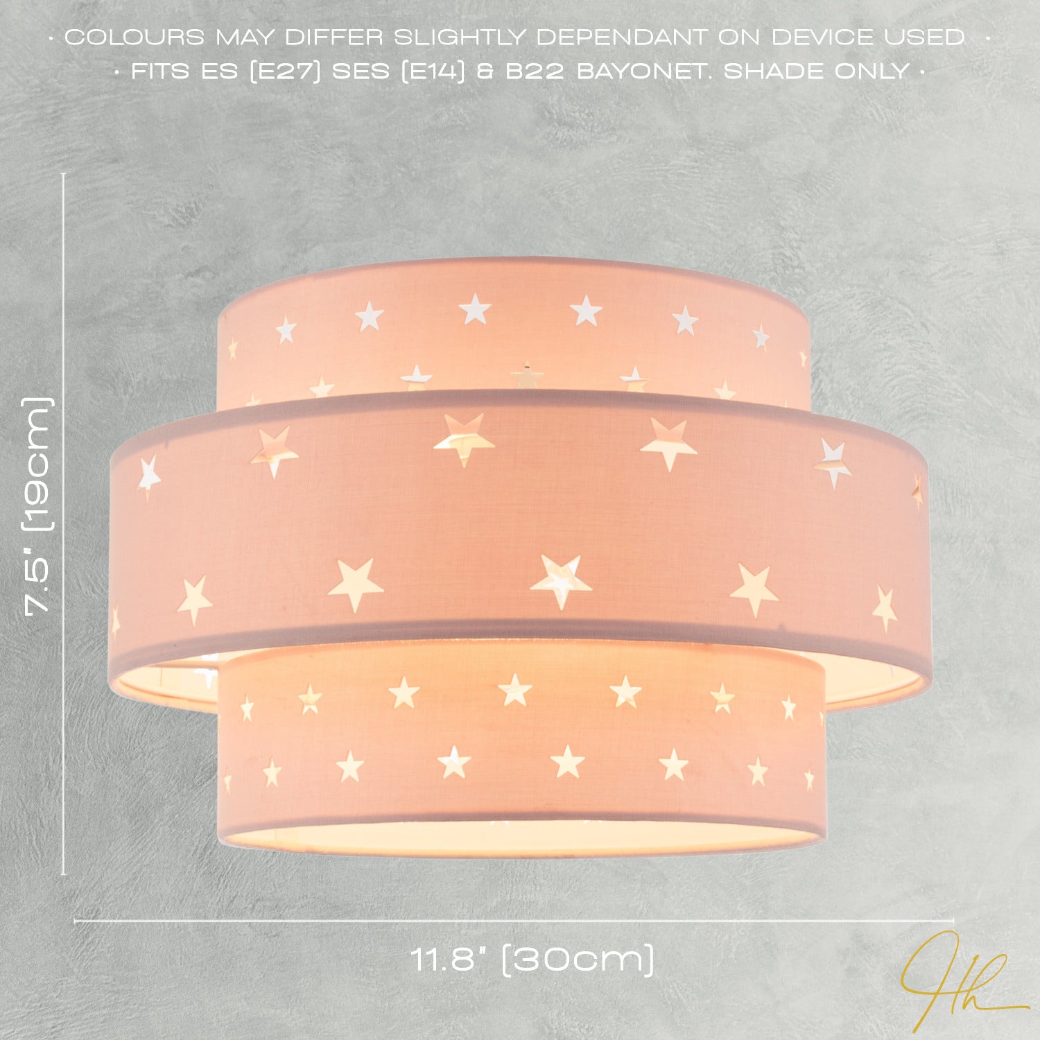 Triple Tier Pink Cotton Fabric Kids Pendant Shade with Stars Decor Image 6