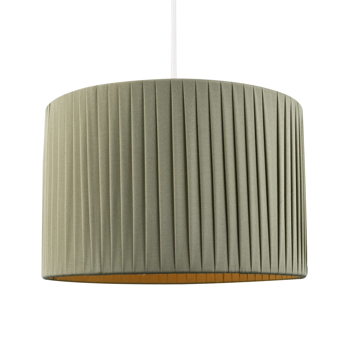 Modern Chic Designer Double Pleated Olive Cotton Fabric 10" Drum Lampshade Image 5