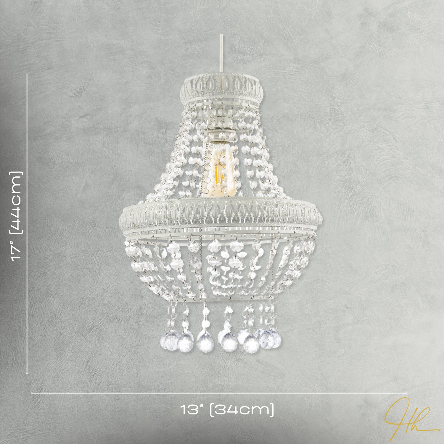 Vintage and Ornate White Metal Pendant Light Shade with Clear Acrylic Image 7