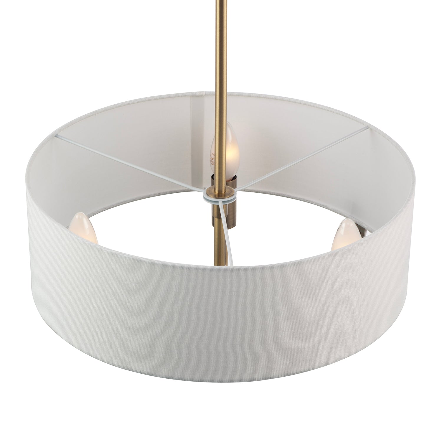 Chic Chandelier Semi Flush Ceiling Light in Antique Brass with Shade Image 4