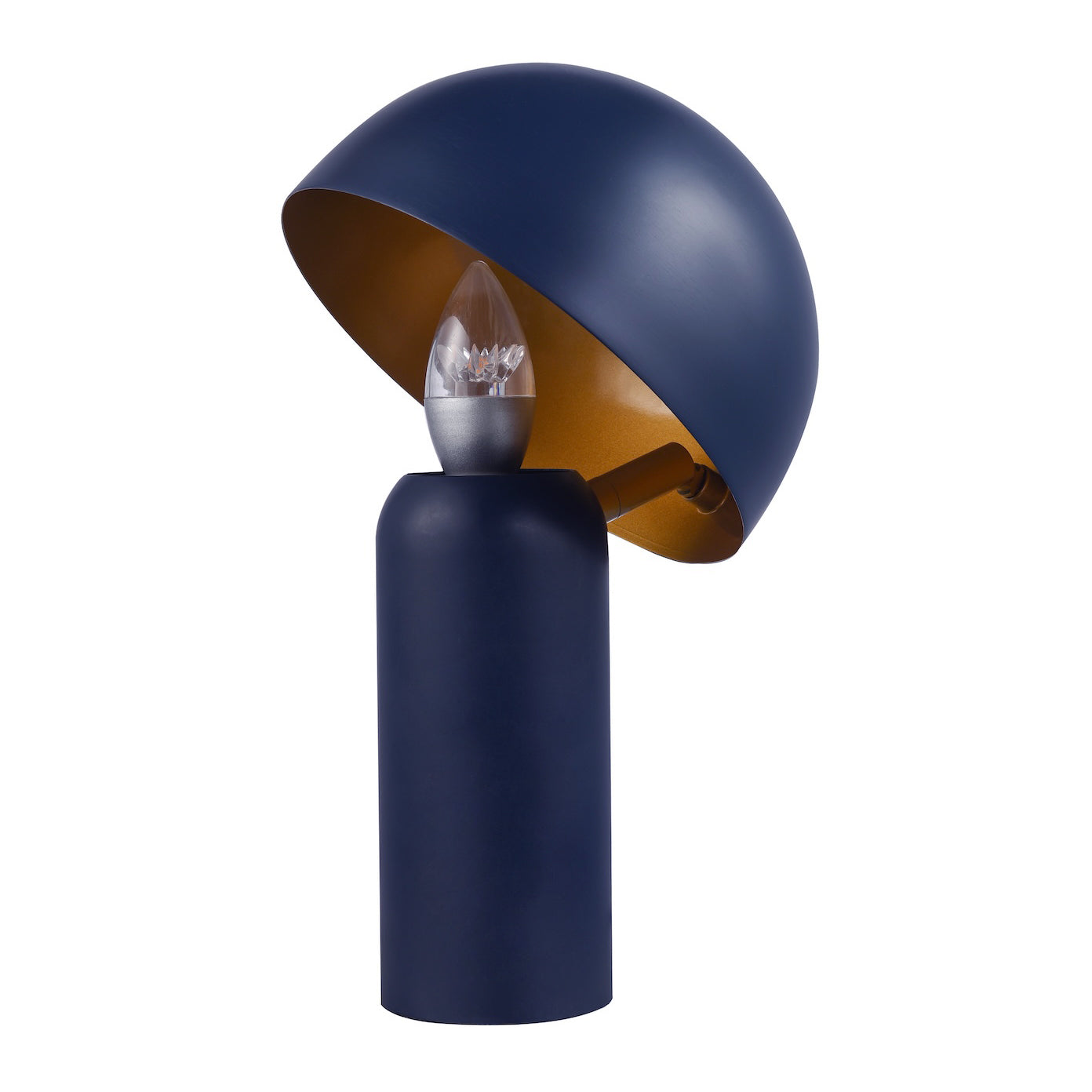 Modern Navy Blue Mushroom Lamp with Tilted Gold Inner Shade and Fabric Cable Image 4