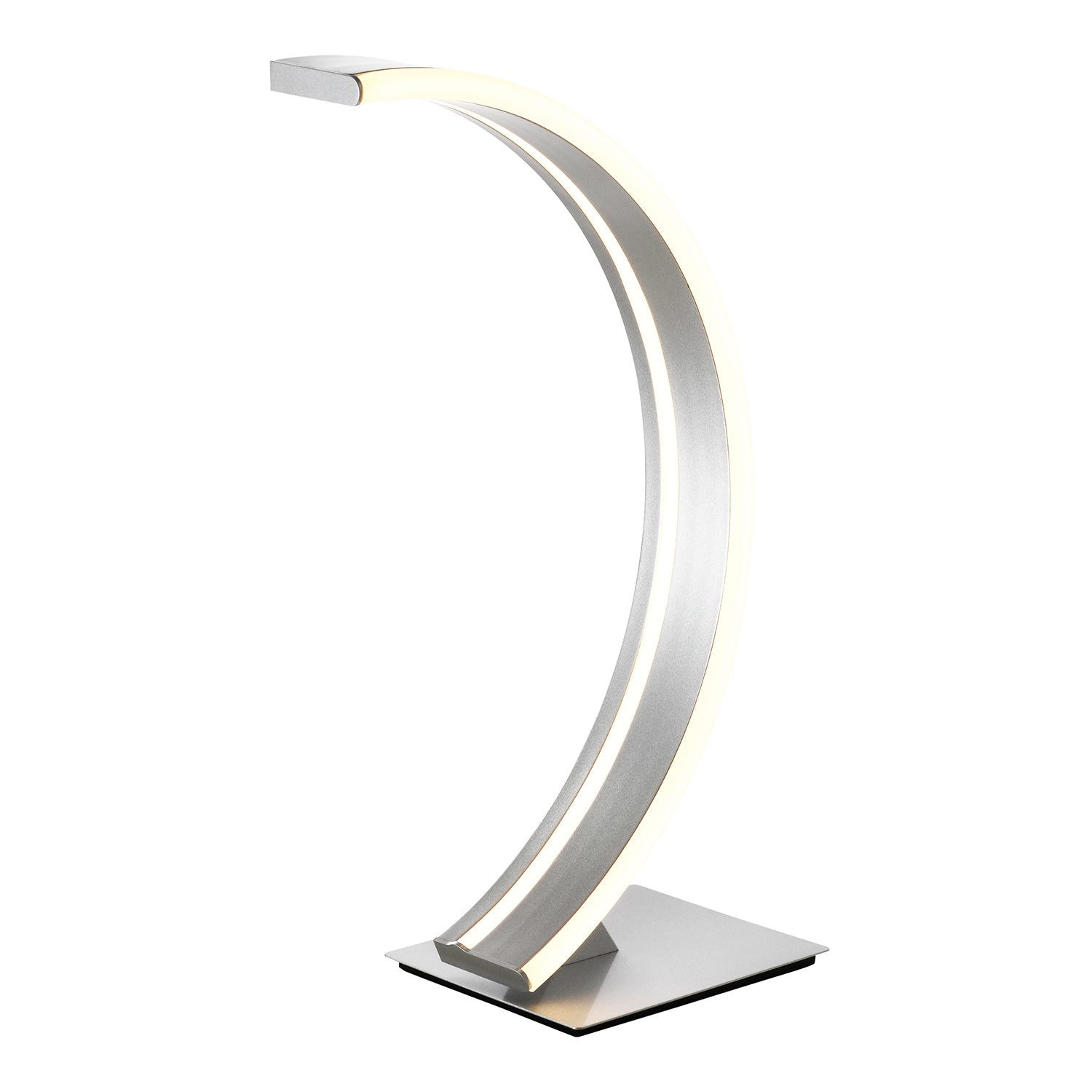 Modern Brushed Silver LED Desk Lamp with Thin Profile Strip and Inline Switch Image 1