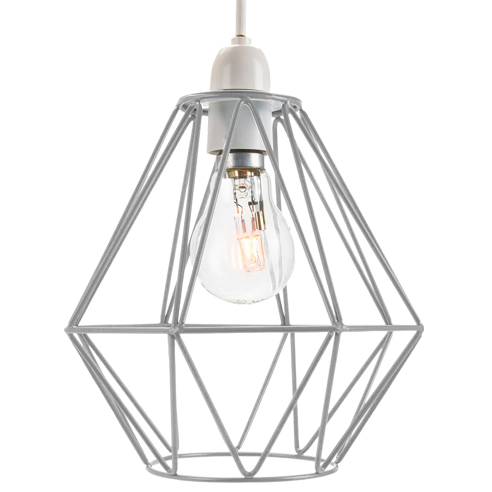 Industrial Basket Cage Designed Matt Grey Metal Ceiling Pendant Light Shade Image 1