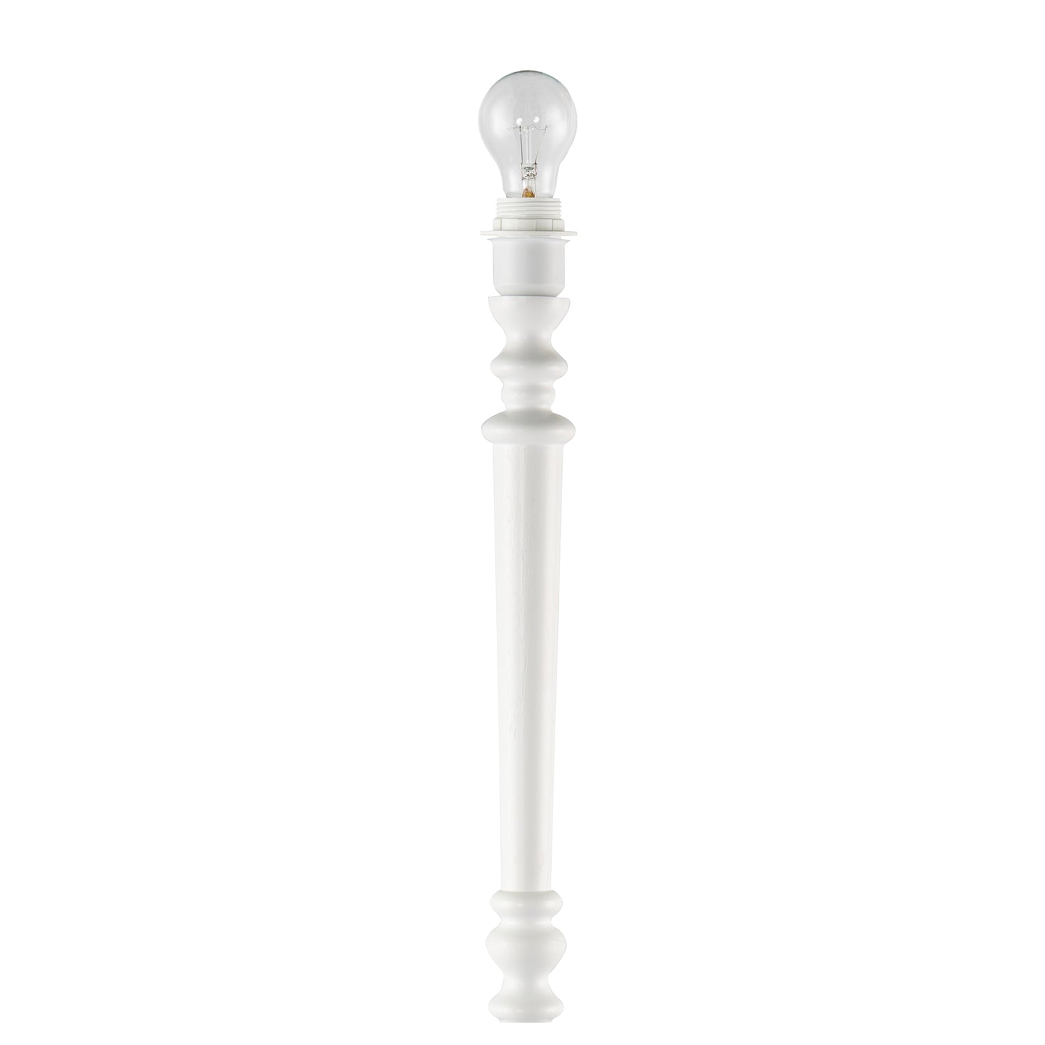 Chic White Wood Standing Floor Lamp with Square Base and Foot Switch Image 8