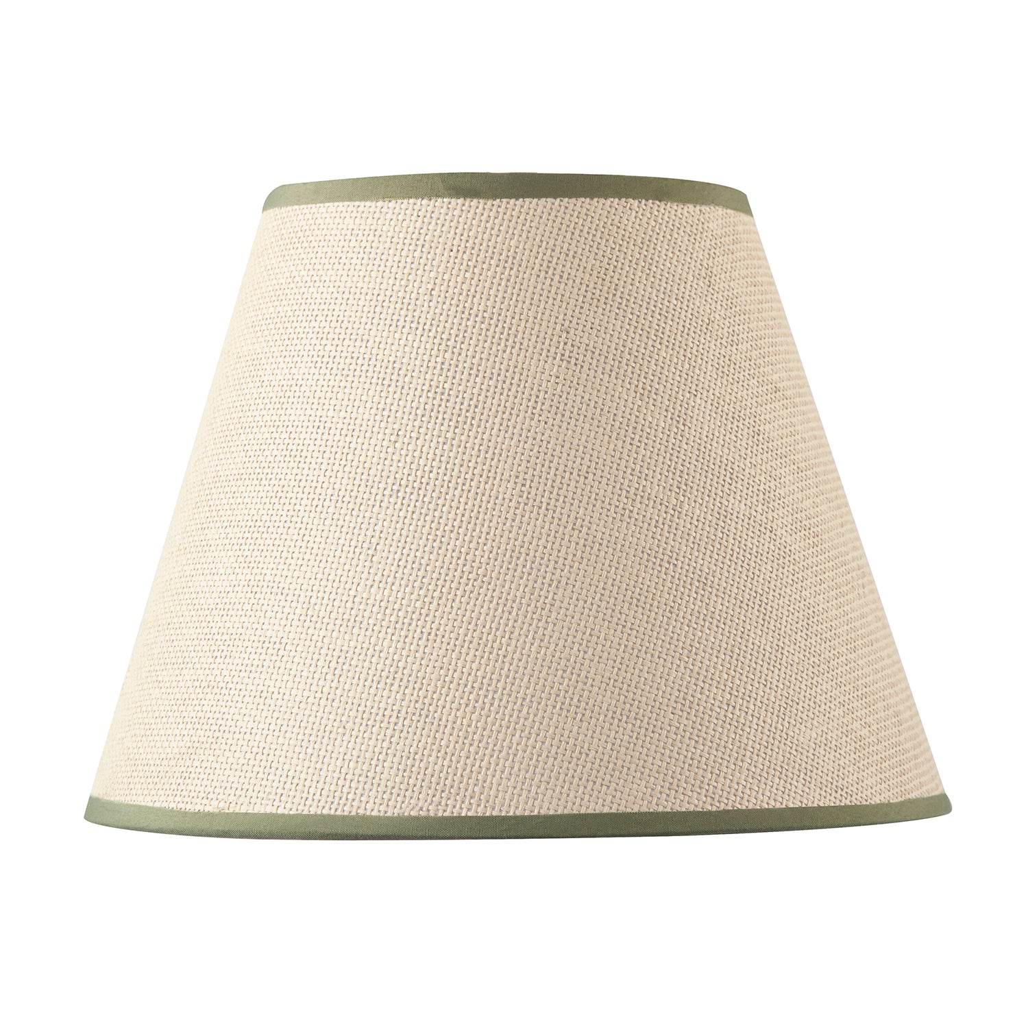 Classic Rattan Tweed Lamp Shade with Olive Green Cotton Fabric Trims Image 4