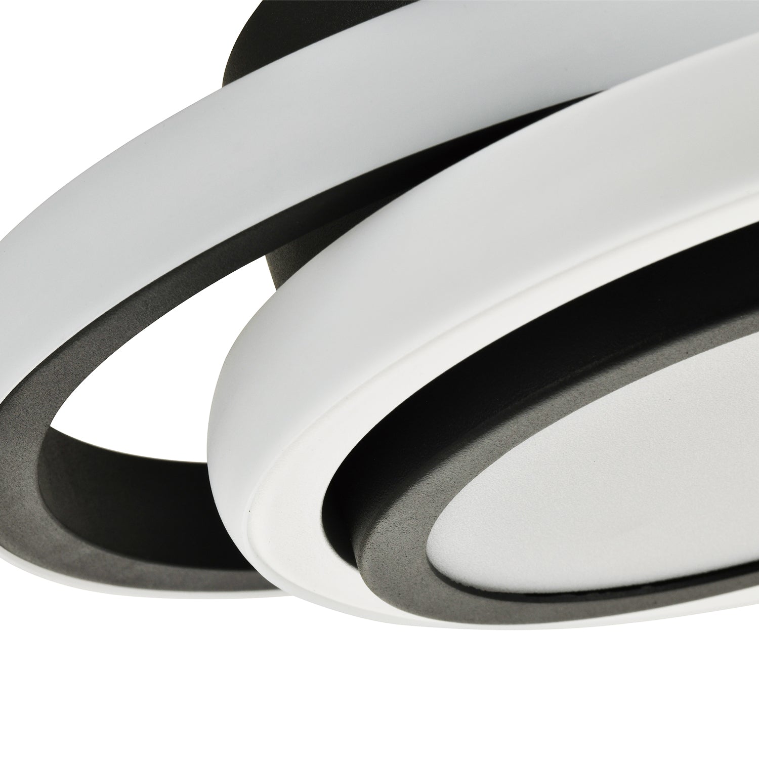 Modern LED Ceiling Light with Black and White Rings and Central Downlighter Image 5