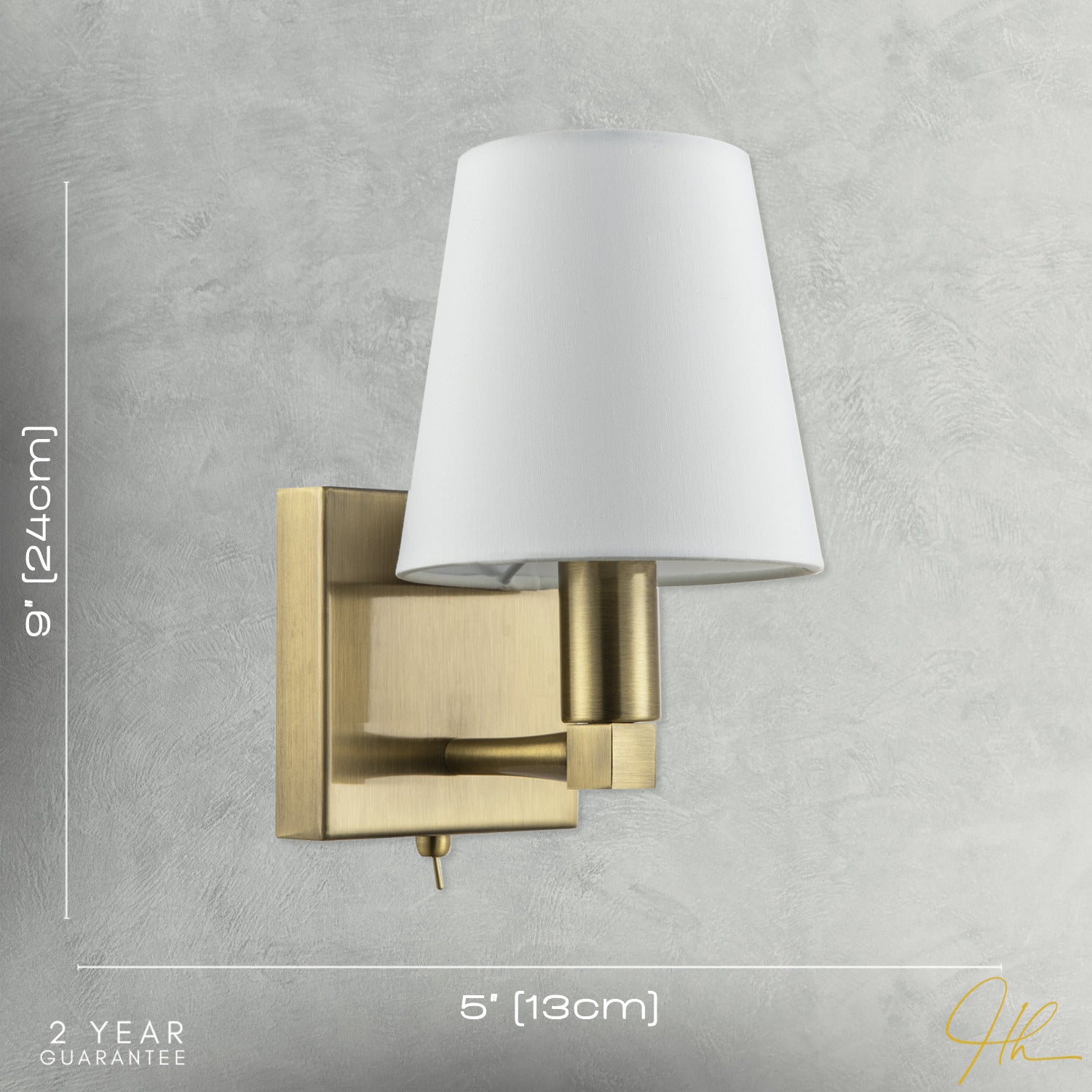 Sleek Bedside Wall Light in Antique Brass with Toggle Switch and Shade Image 7