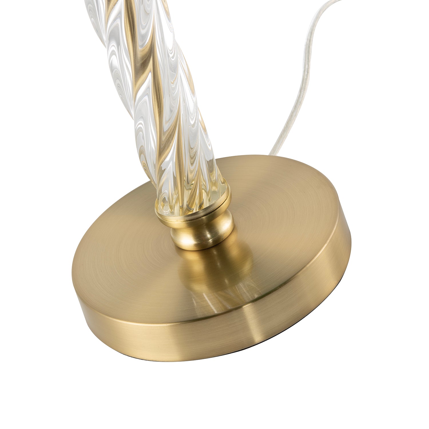 Satin Gold Table Lamp Base with Twisting Clear Glass Designer Feature Image 4