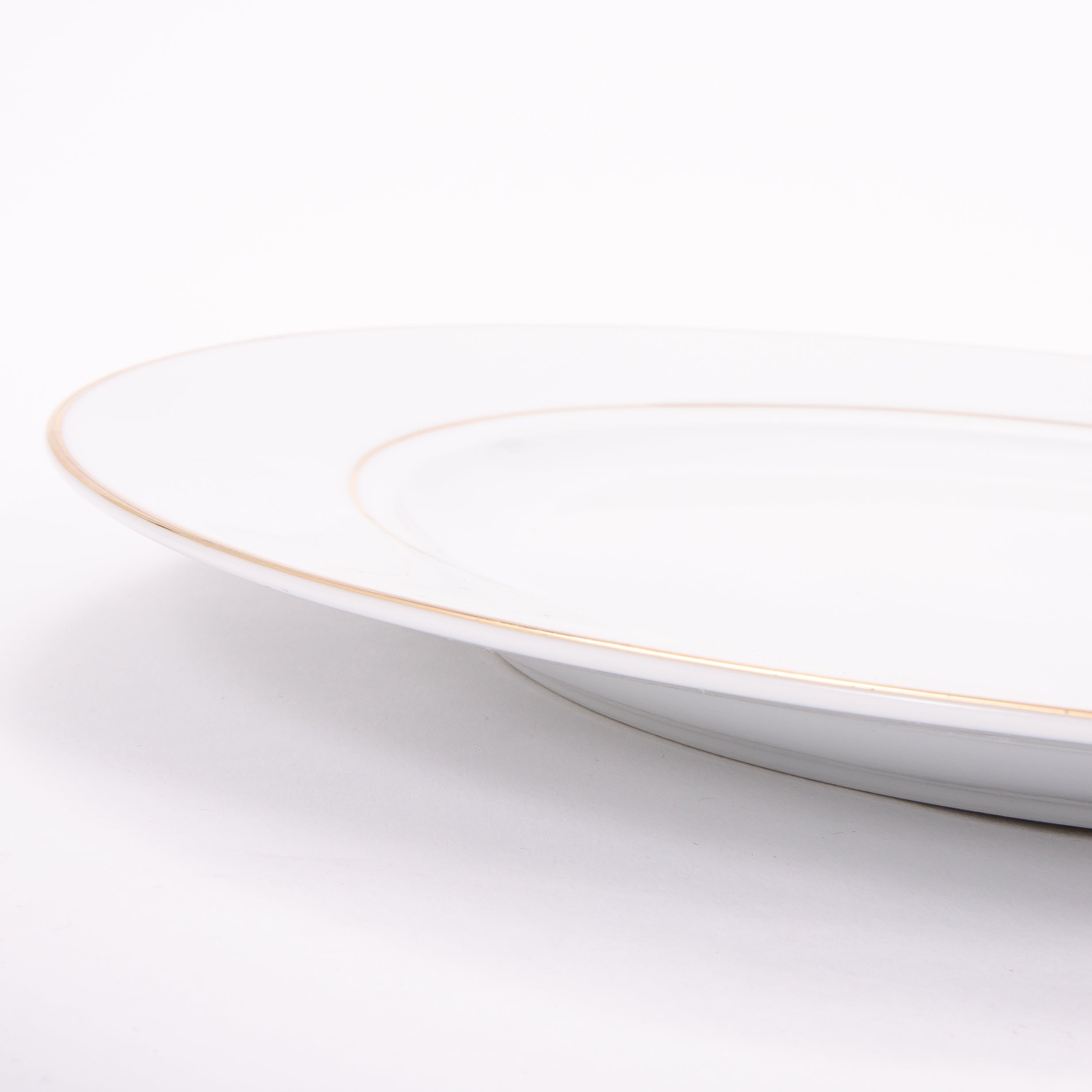 Set of 4 White Ceramic Side Plates with Dual Shiny Gold Rims - Durable & Elegant Image 4