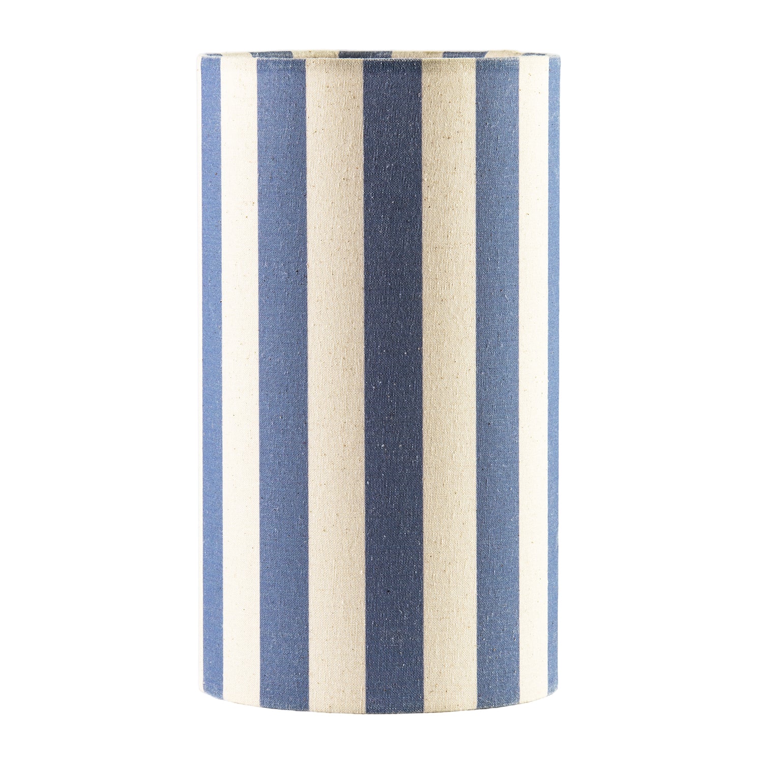 Amparo Blue and Oatmeal Striped Linen Table Lamp with Fabric Base Image 1