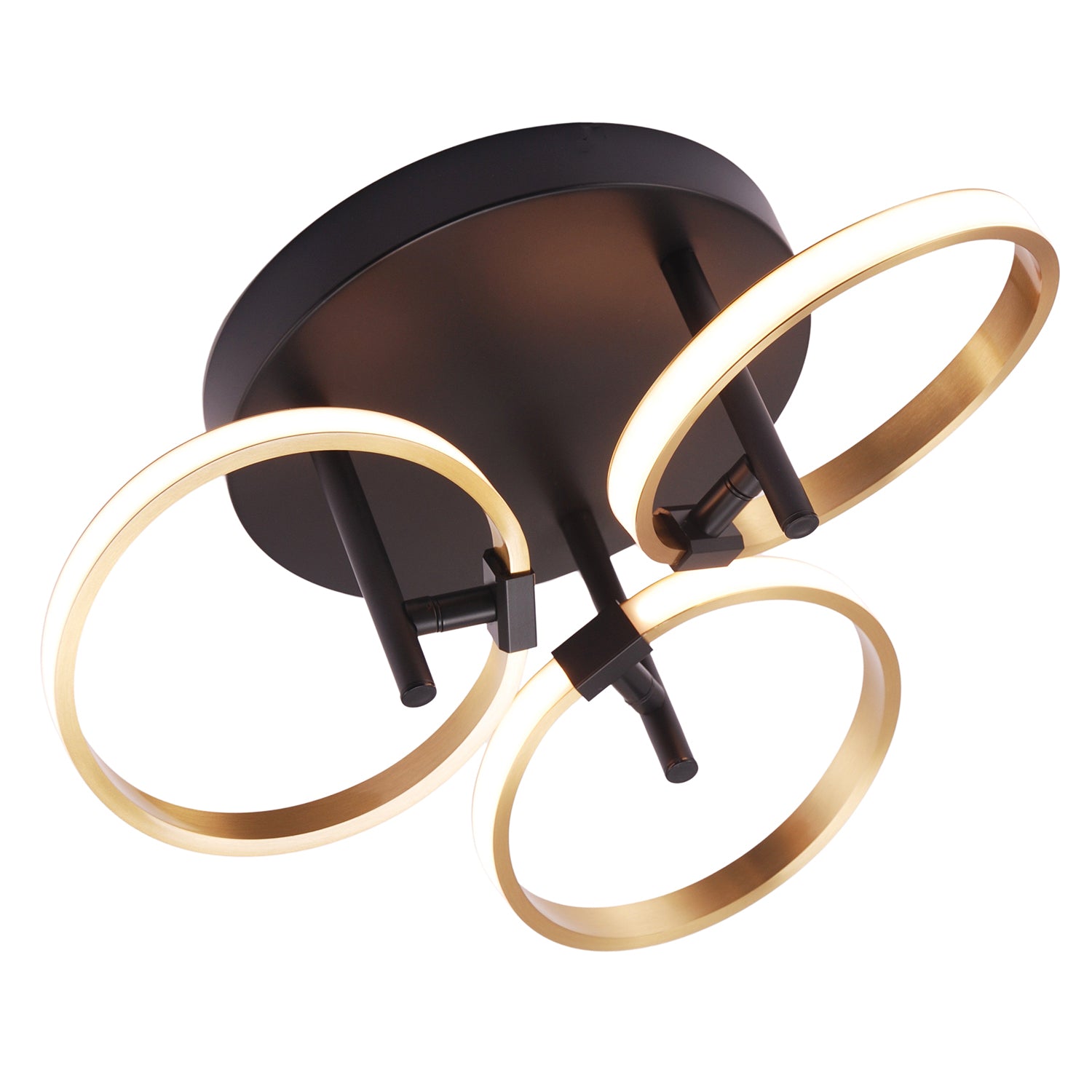 Modern Adjustable Gold Halo Rings LED Ceiling Light Fitting with Mat Black Base Image 4