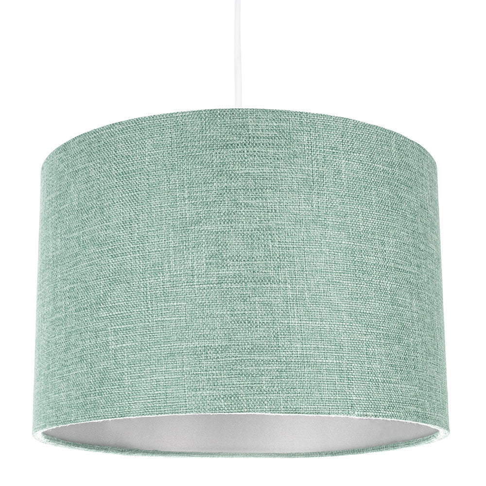 Contemporary and Sleek Mint Plain Linen Fabric Drum Lamp Shade 60w Maximum Image 2