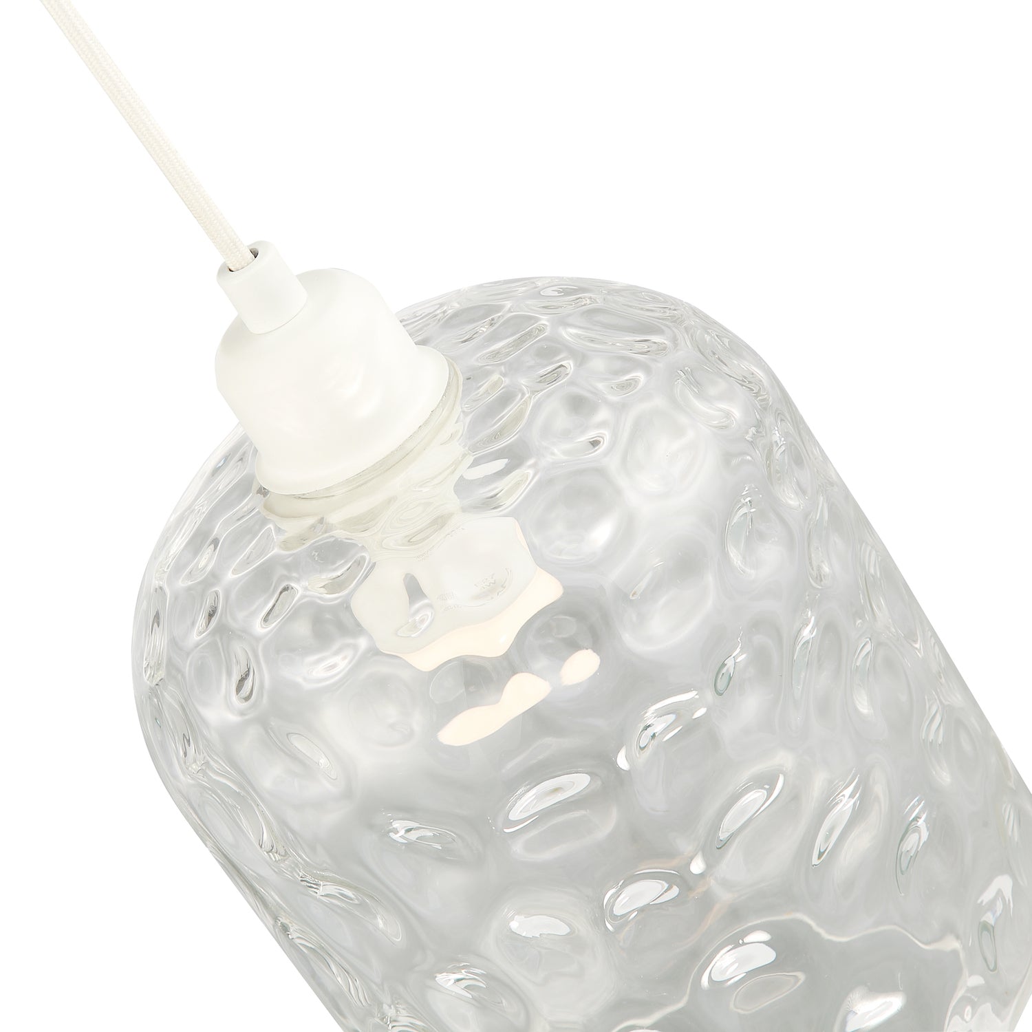 Clear Glass Pendant Lamp Shade with Crater Effect Moulded Design - 22cm x 18cm Image 5