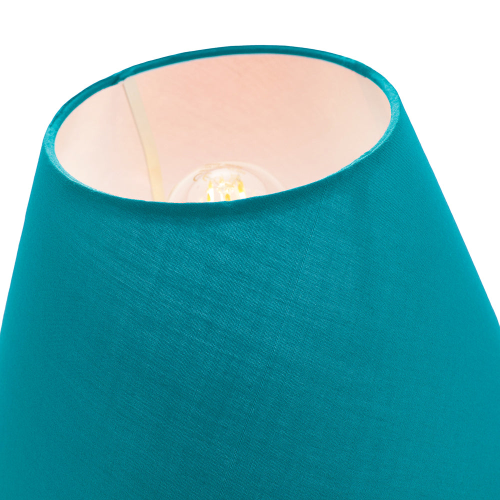 12" Vibrant Teal Cotton Coolie Lampshade Suitable for Table Lamp or Pendant Image 3