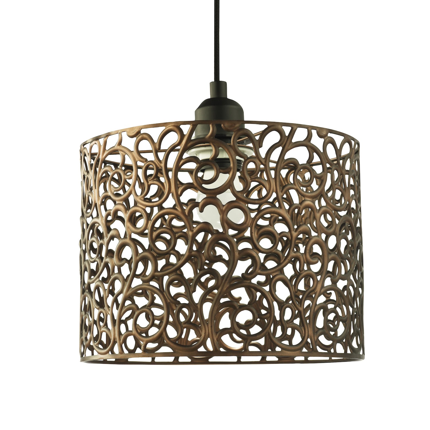 Elegant Classic Floral Matte Bronze Metal Ceiling Pendant Lamp Shade 19cm x 25cm Image 1