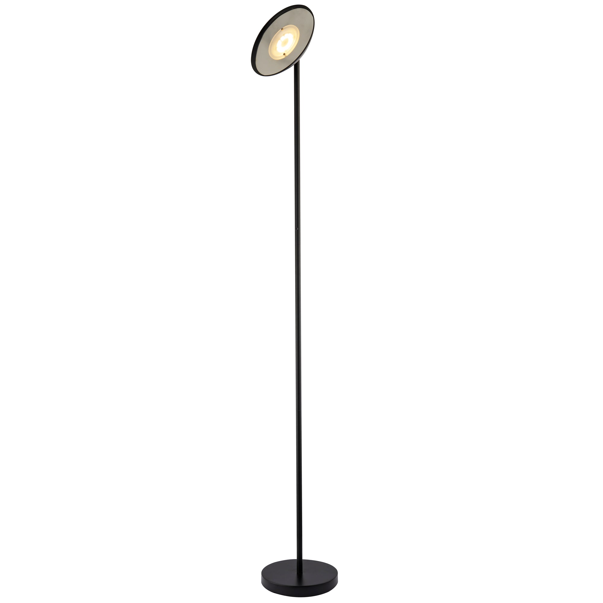 Designer LED Uplighter Metal Floor Lamp in Matte Black with Memory Dimmer Button Image 3