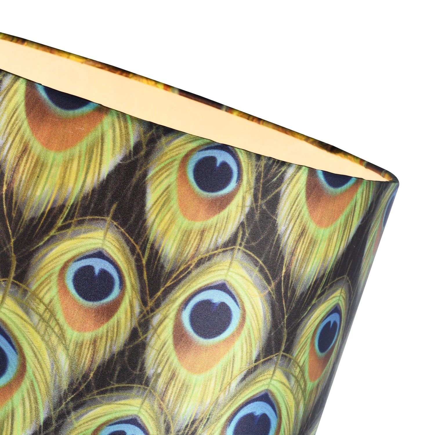 Vibrant Peacock Feather Themed 10 Inch Lamp Shade with Inner White Cotton Lining Image 3