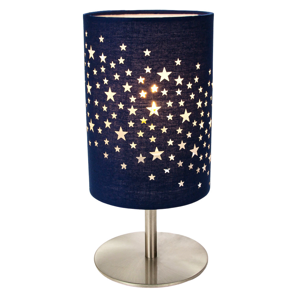 Beautiful Stars Decorated Children/Kids Midnight Blue Cotton Bedside Table Lamp Image 2