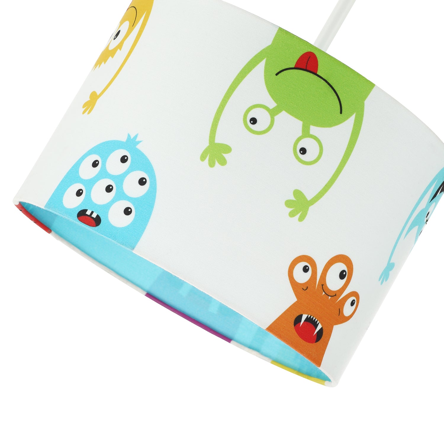 Funny Monsters Kid's Lamp Shade with Sky Blue Inner and Multi Colour Monsters Image 5