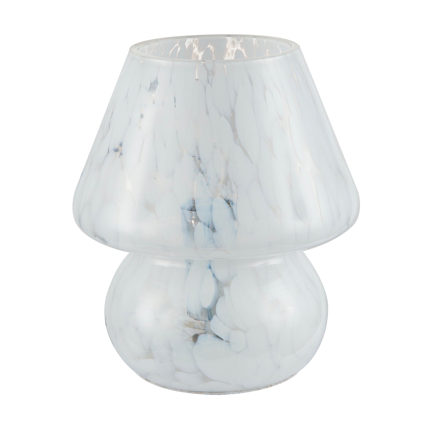 Modern Designer Mushroom Glass Table Lamp in White Snowflake Pattern Image 2