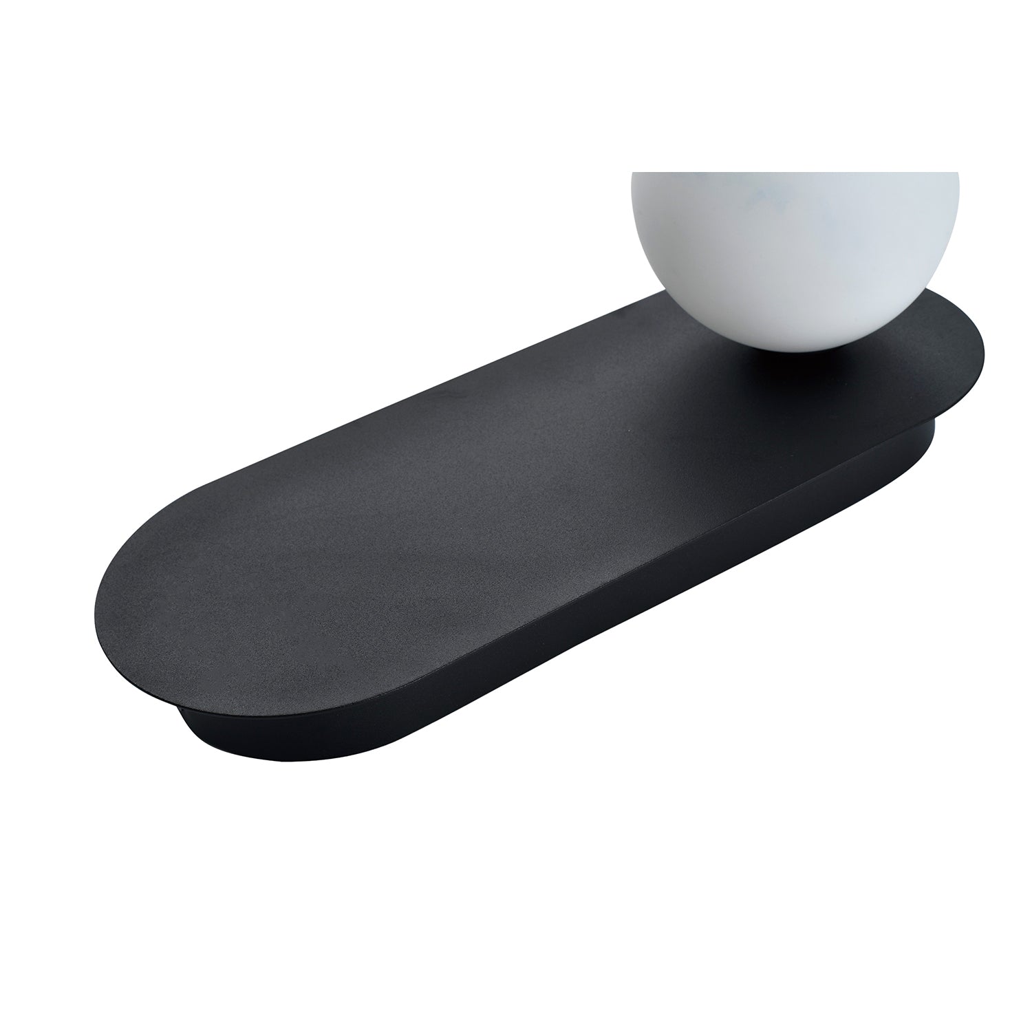 Matte Sand Black LED Wall Light with Opal White Spherical Glass Shade Image 4