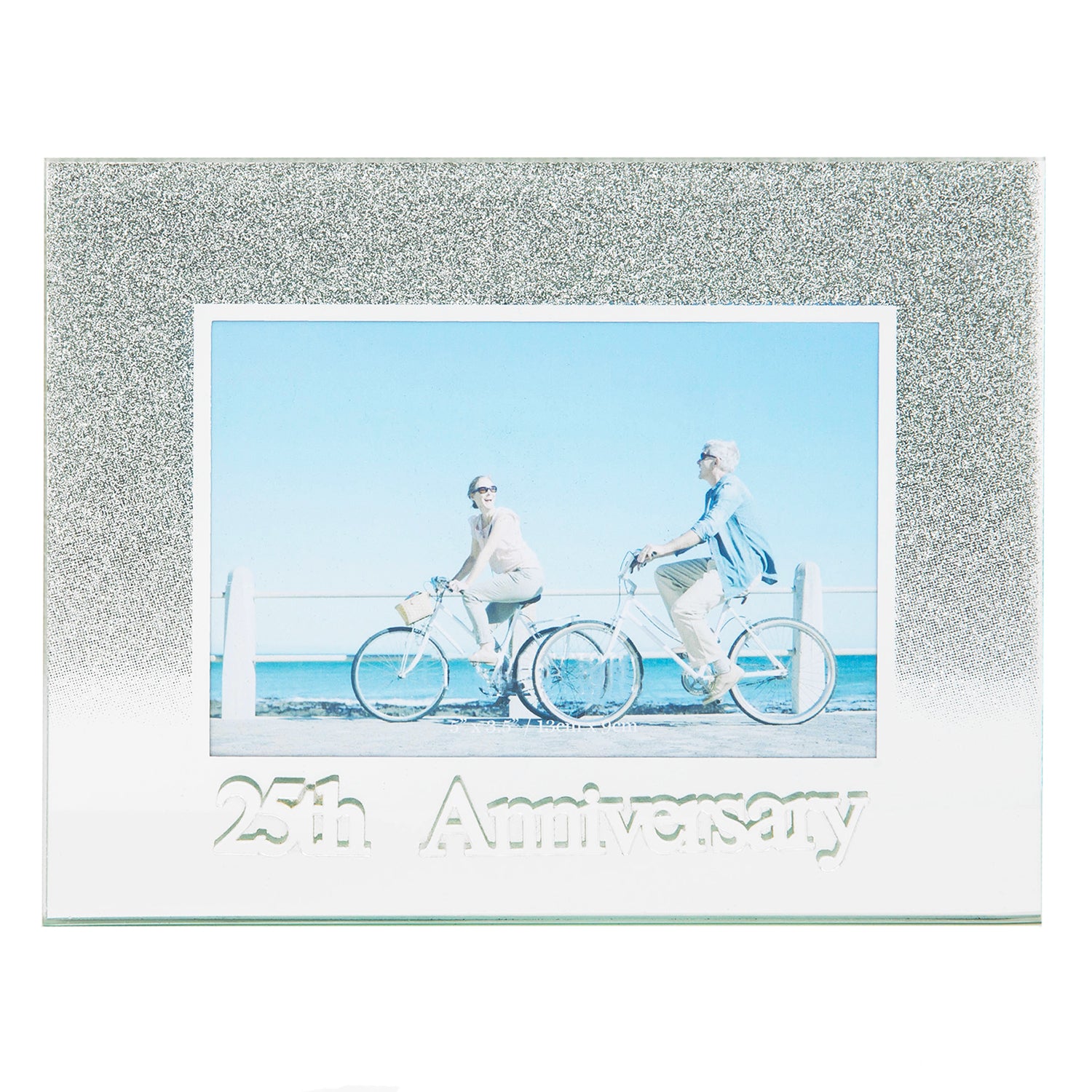 Silver Glitter 25th Anniversary Picture Frame with Acrylic Letters - 5" x 3.5" Image 1