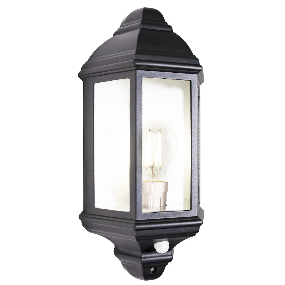 Traditional PIR Sensor Outdoor Wall Light with Matt Black Metal Die-Cast Frame Image 2