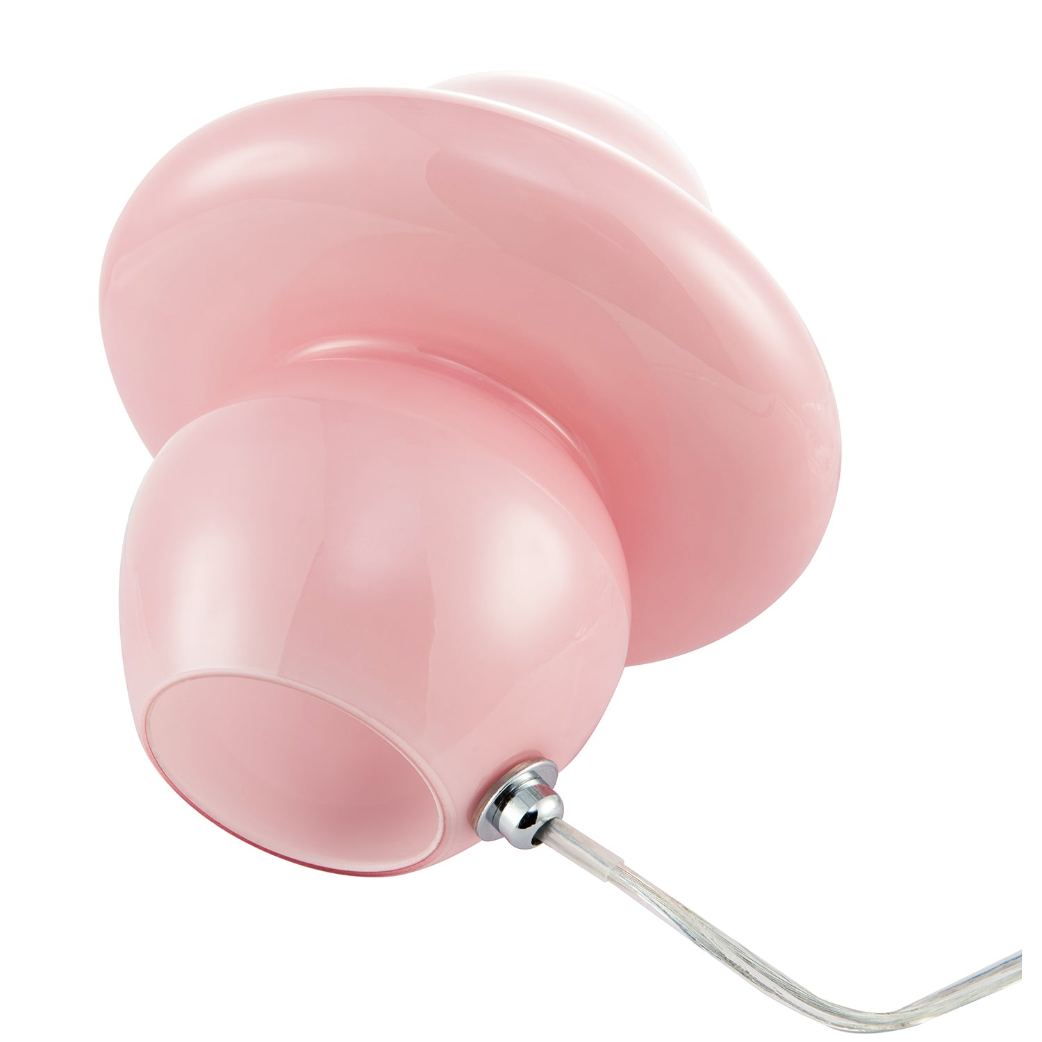 Soft Blush Pink Mushroom Table Lamp with Curvy Head and Round Base Image 3