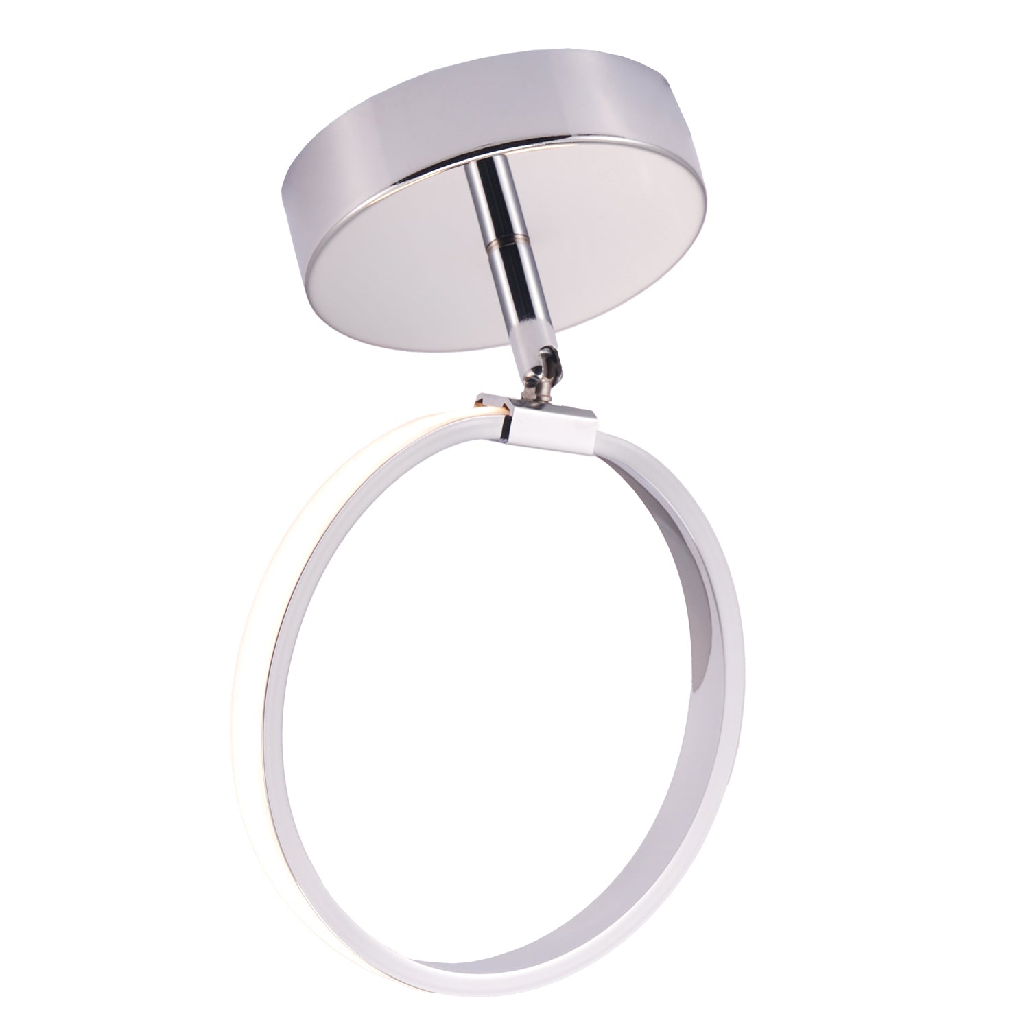 Modern Fully Adjustable Chrome Halo Style Ring LED Ceiling or Wall Light Fitting Image 2