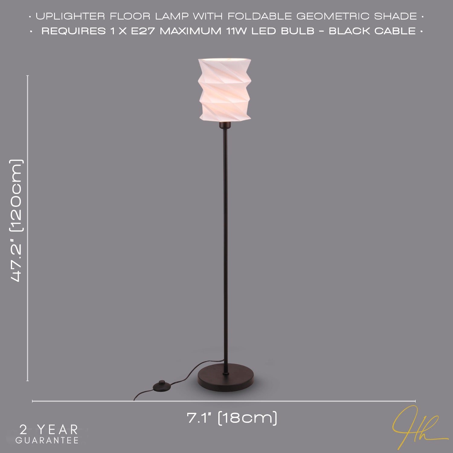 Modern Unique Matte Black Floor Lamp with Foldable White Geometric Shade Image 5