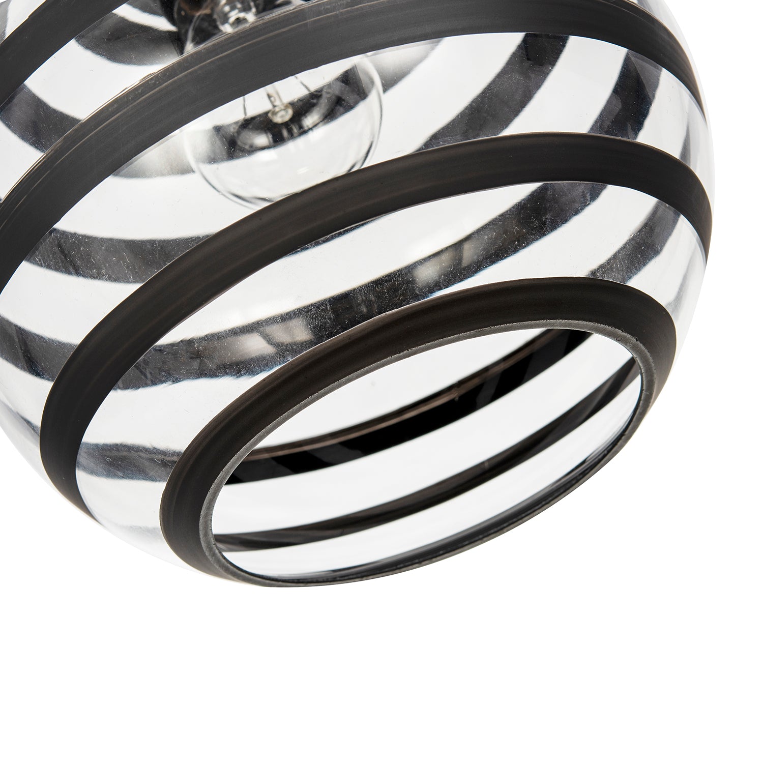 Modern Round Glass Pendant Light Shade with Black Horizontal Bands Image 8