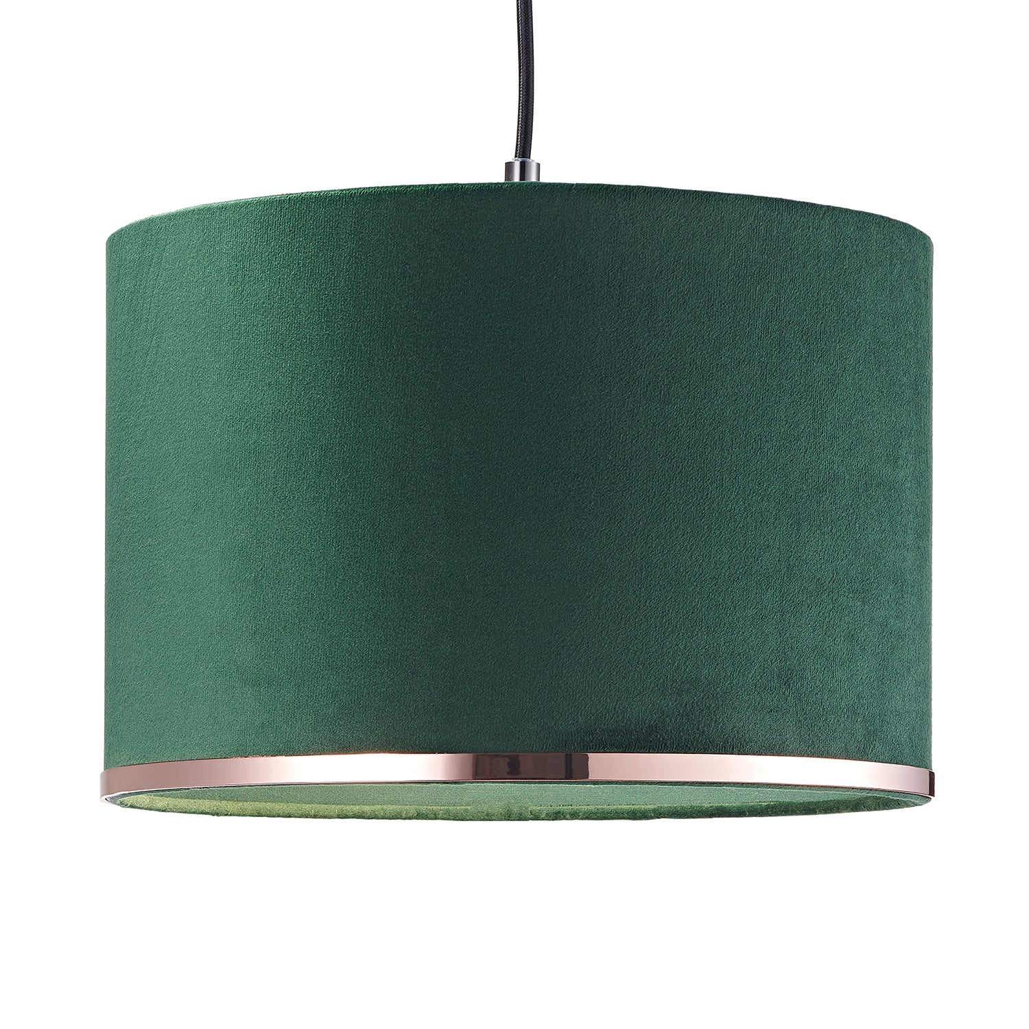 Contemporary Emerald Forest Green Soft Velvet 12" Lamp Shade with Copper Ring Image 2