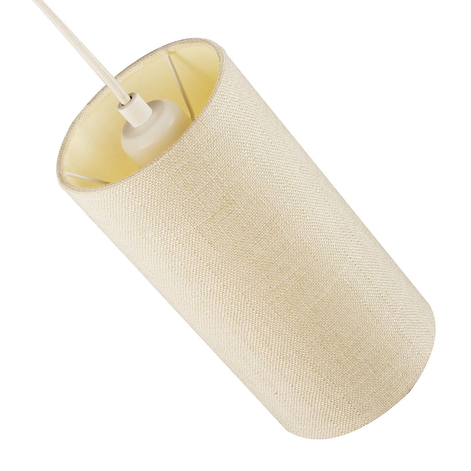 Modern and Stylish Textured Cream Linen Fabric Tall Cylindrical 25cm Lampshade Image 3