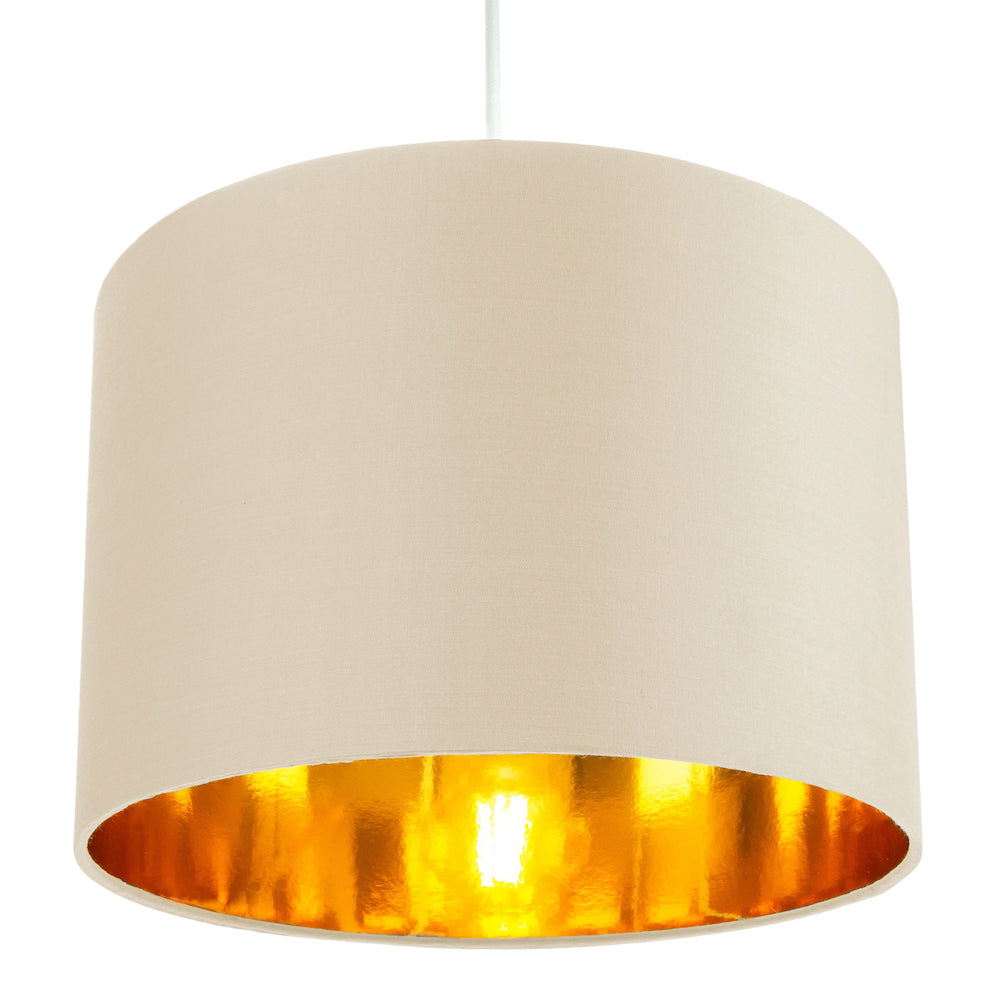 Contemporary Cream Cotton 10" Table/Pendant Lamp Shade with Shiny Copper Inner Image 6