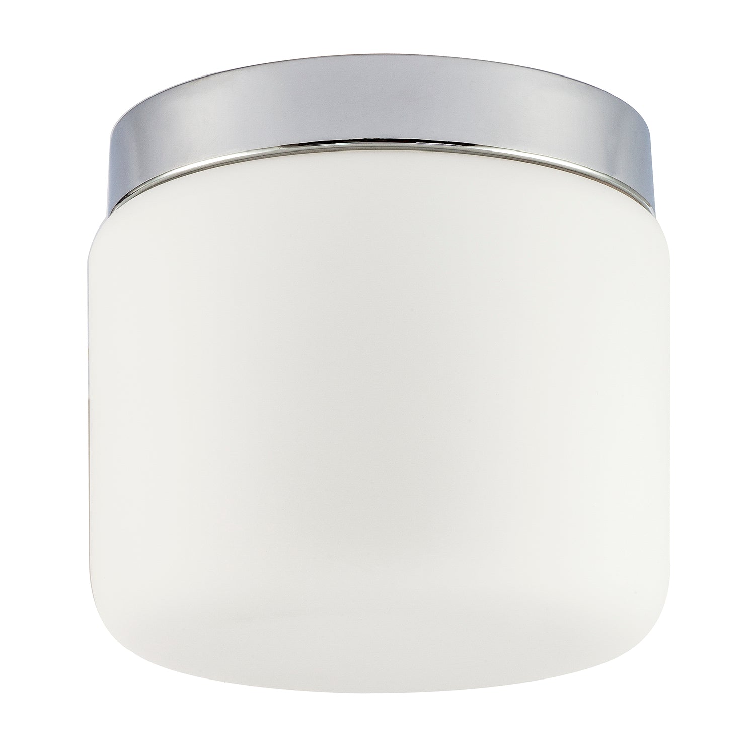 Modern Bathroom LED Ceiling Light in Polished Chrome with Glass Shade Image 3