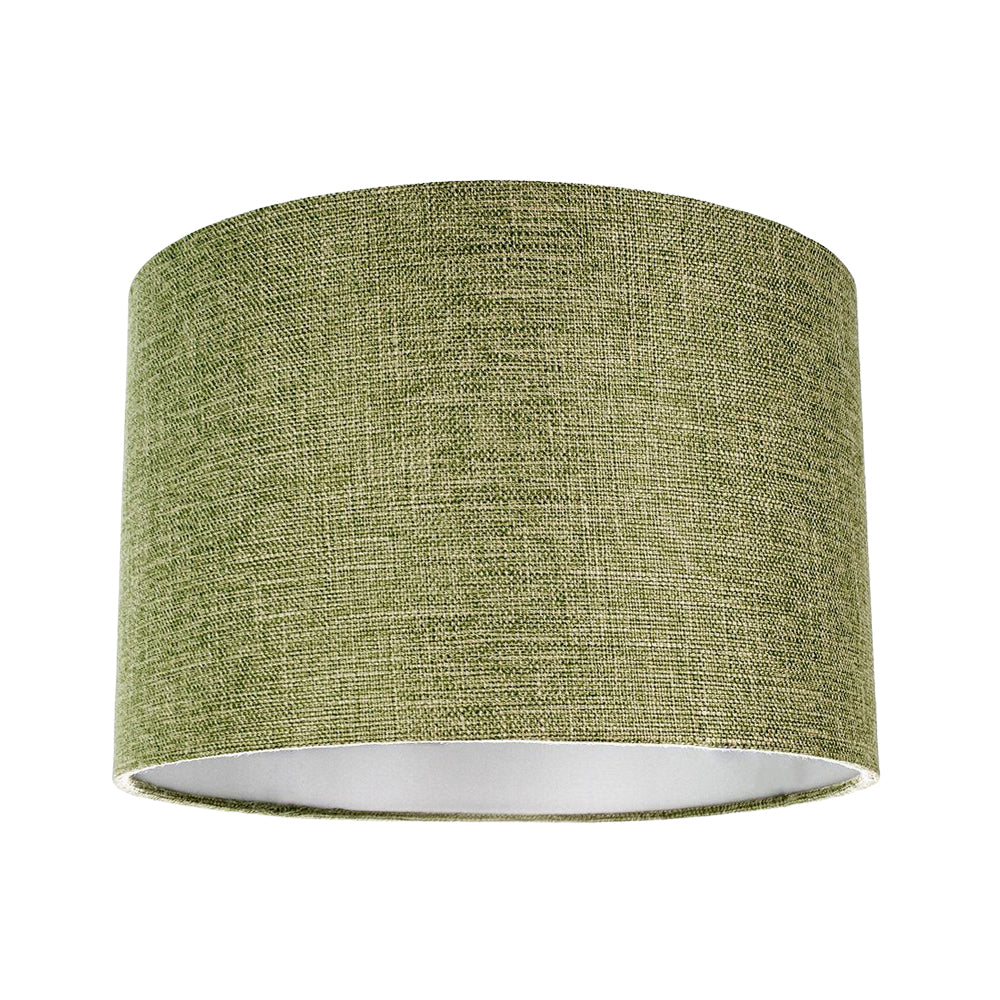 Contemporary Olive Green Plain Linen Fabric 10" Drum Lamp Shade 60w Maximum Image 1