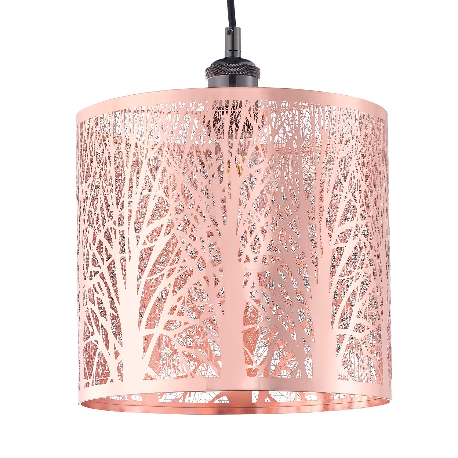 Unique and Beautiful Polished Copper Metal Forest Design Ceiling Pendant Shade Image 1