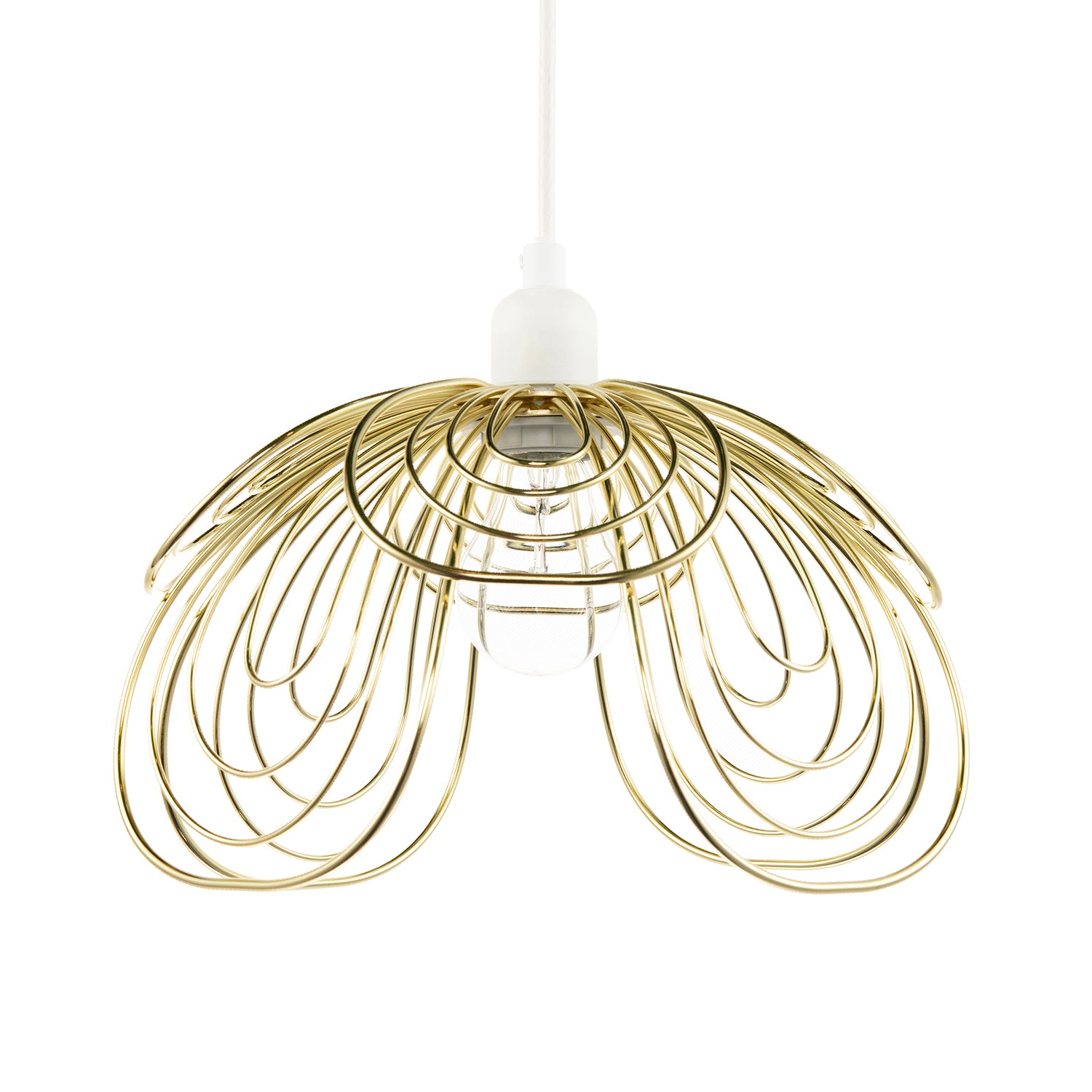 Polished Gold Metal Wire Overlapping Petal Ceiling Pendant Light Shade Image 3