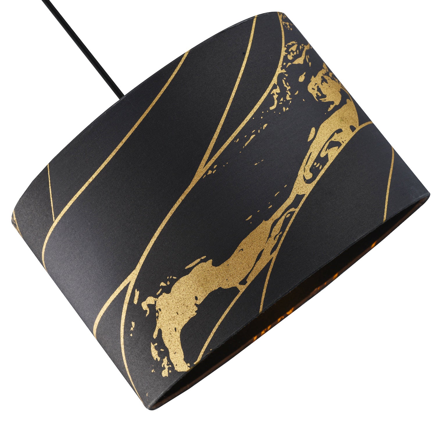 Designer Black Cotton Fabric Lamp Shade with Gold Foil Lines and Waves Decor Image 4