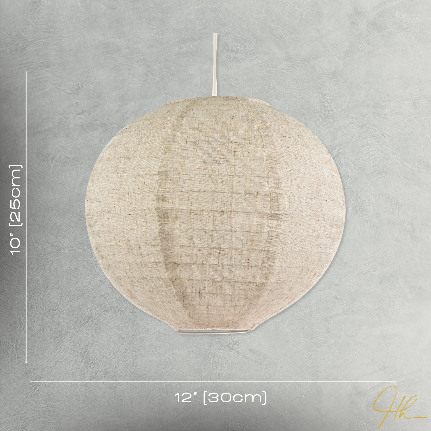Modern Natural Linen Fabric Oatmeal Spherical Pendant Lighting Shade Image 7