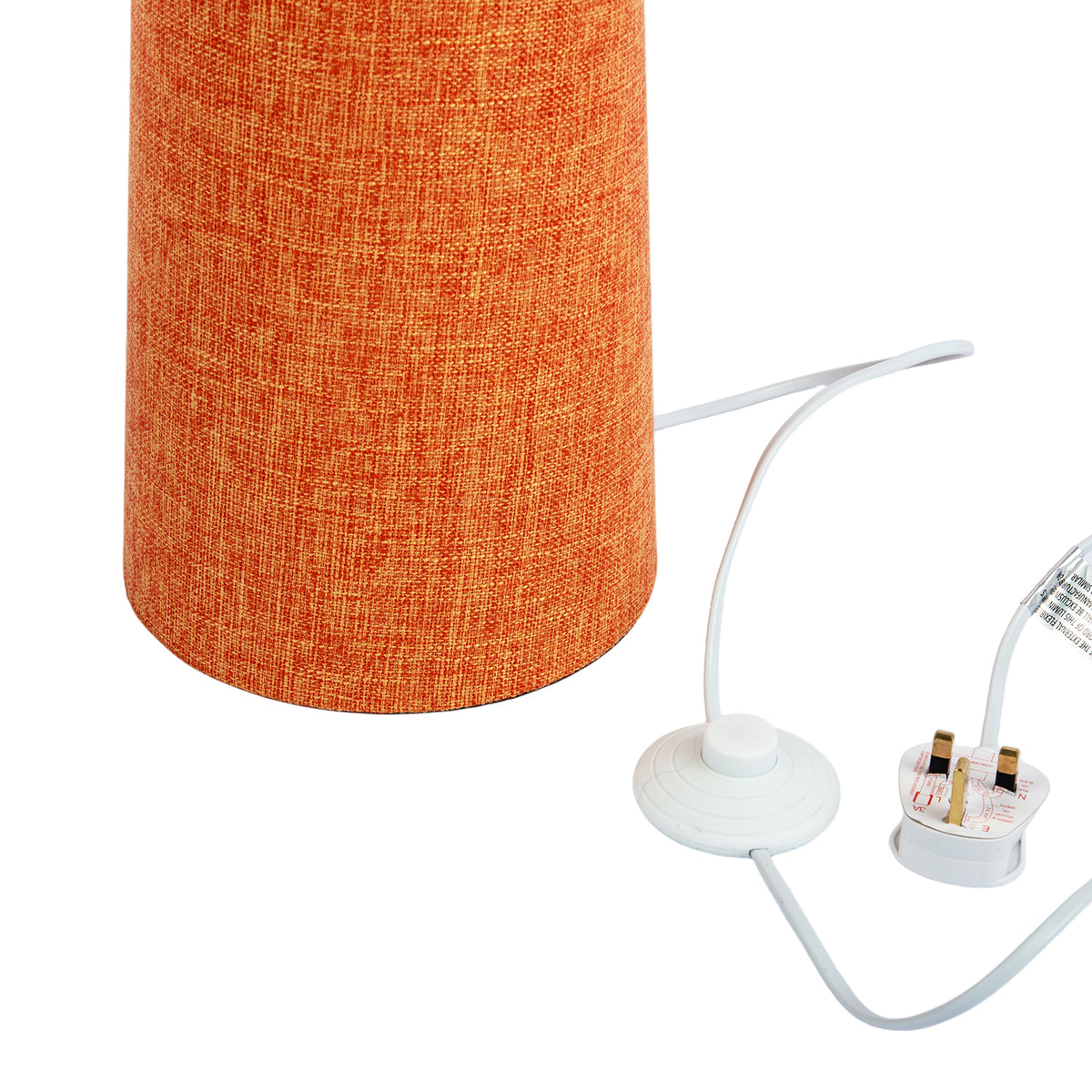 Modern Dusty Orange Linen Fabric Floor Lamp with Drum Shade and Base Image 5