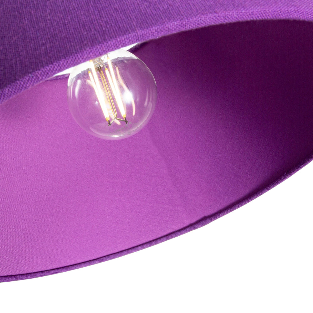 Traditional 30cm Purple Linen Fabric Drum Table/Pendant Shade 60w Maximum Image 4