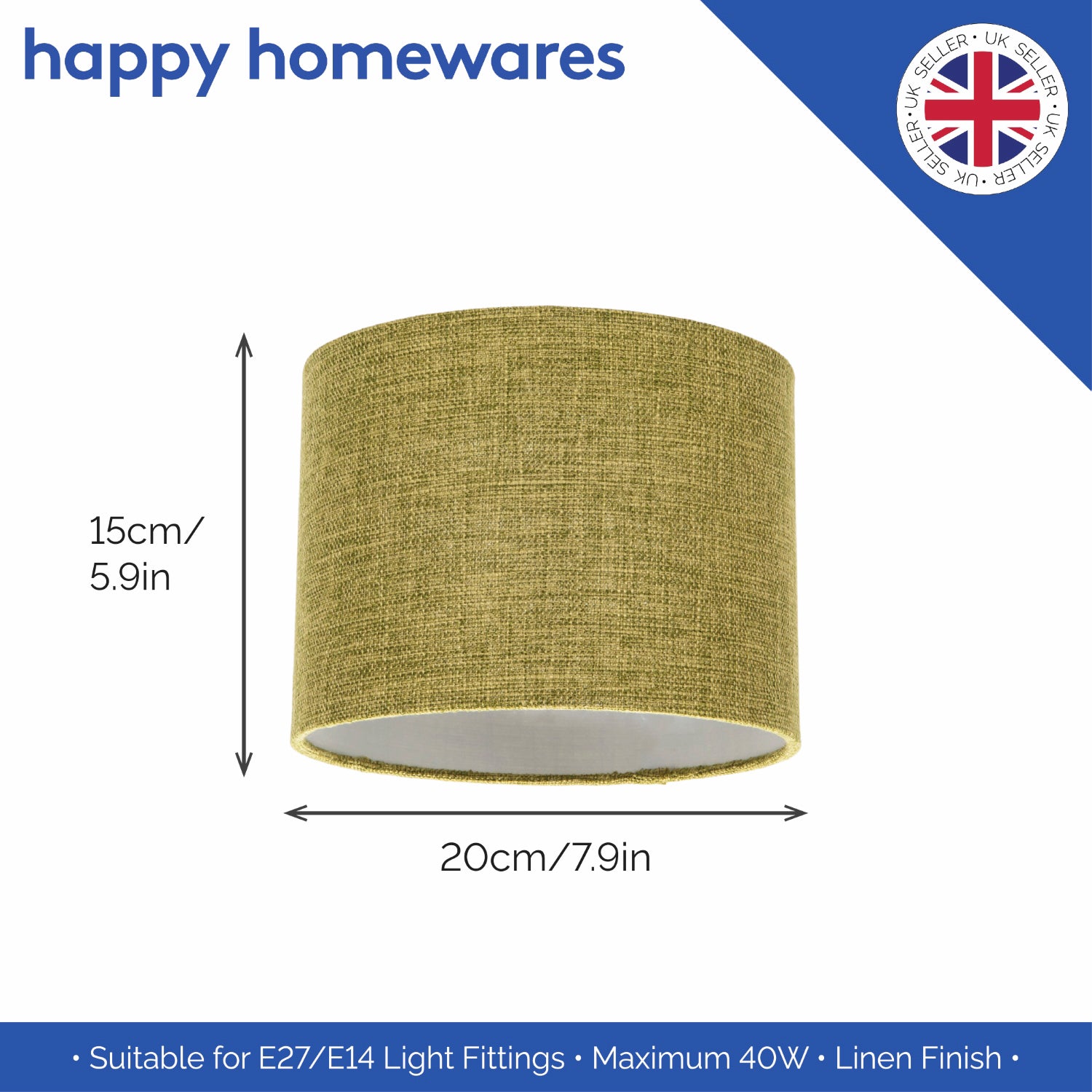 Modern Olive Linen Fabric Small 8" Drum Lamp Shade with Silver Inner Lining Image 5