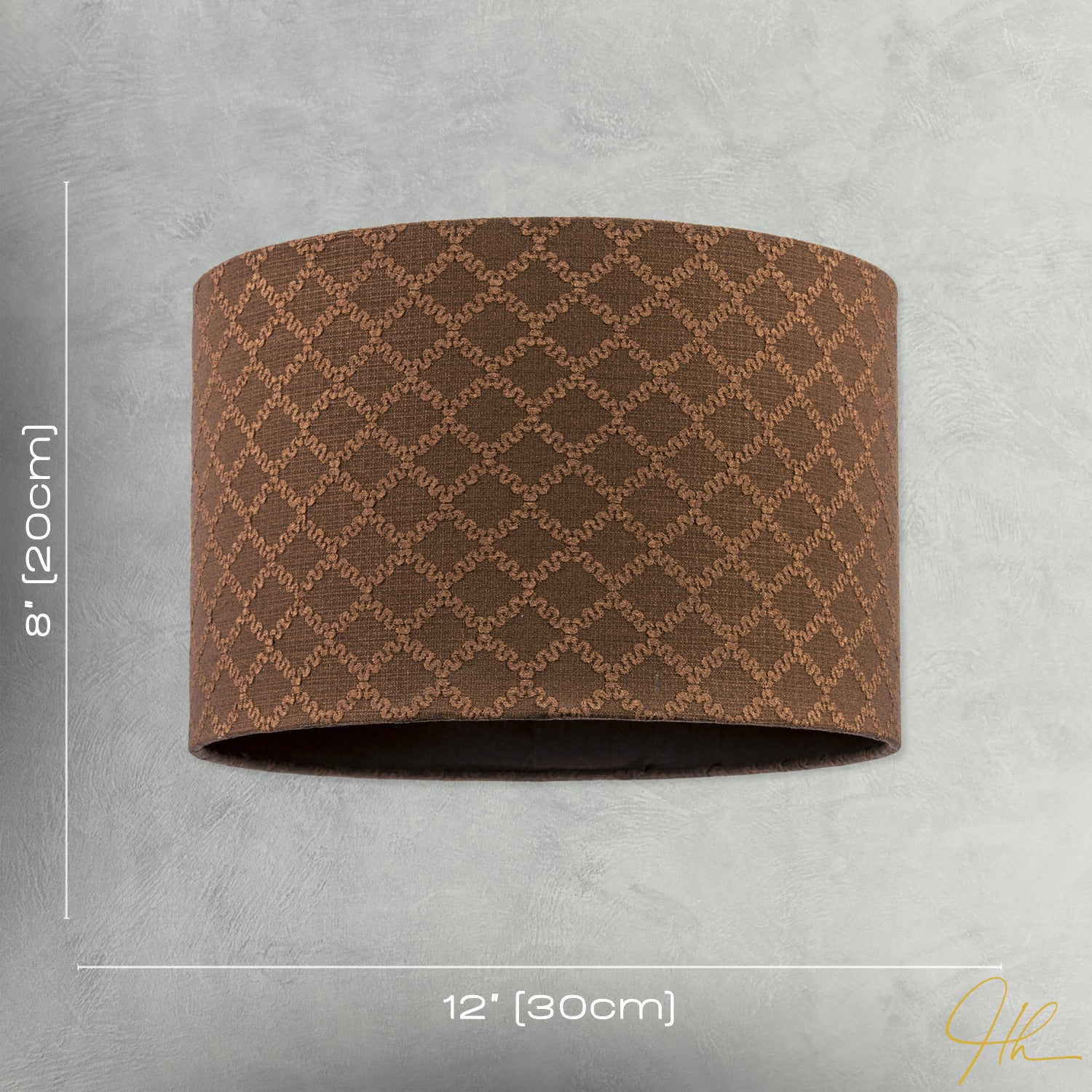 Contemporary Chocolate Brown Woven Lattice Lampshade in Textured Linen Image 7