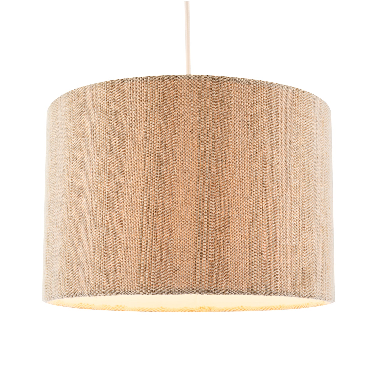 Textured Oatmeal Linen Fabric Drum Lamp Shade with Taupe Cotton Lining Image 2