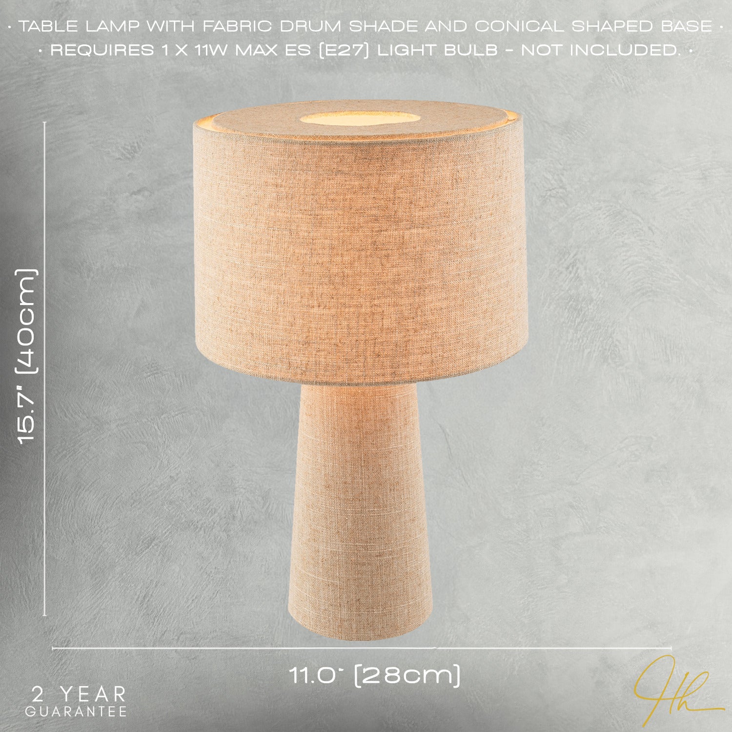 Modern Natural Oatmeal Linen Table Lamp with Fabric Shade and Base Image 7