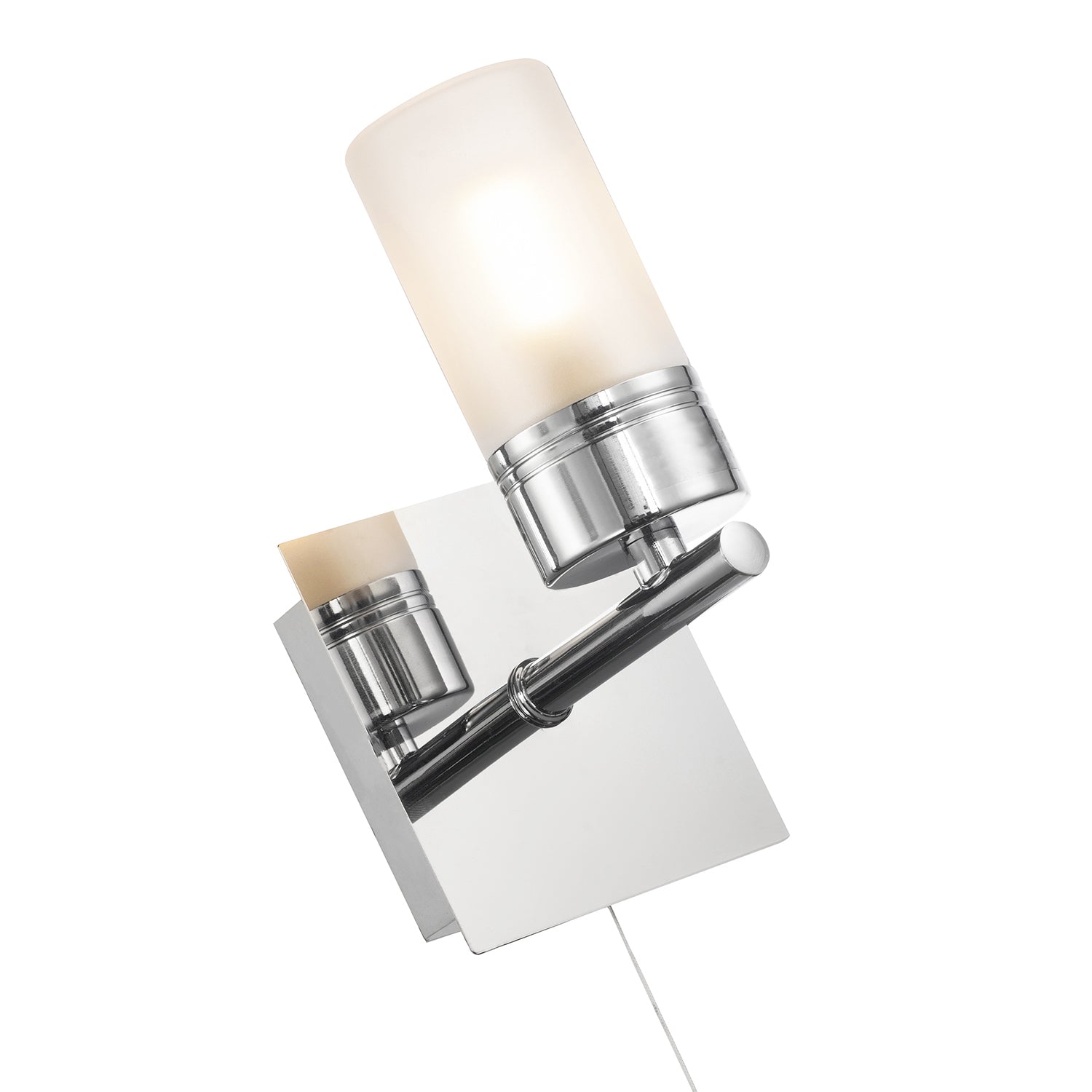 Compact Designer IP44 Rated Bathroom Wall Light Fitting with Tubular Glass Shade Image 4